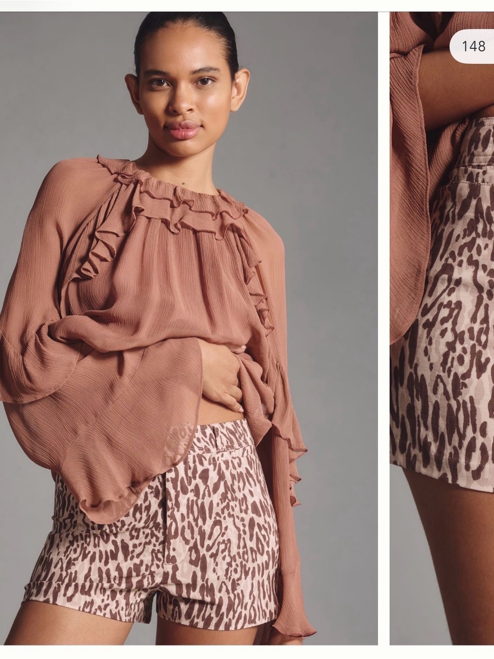 Ettie Maeve Shorts - Antropologie - Animal Print Shorts - Dusty Rose - Picture 1 of 4